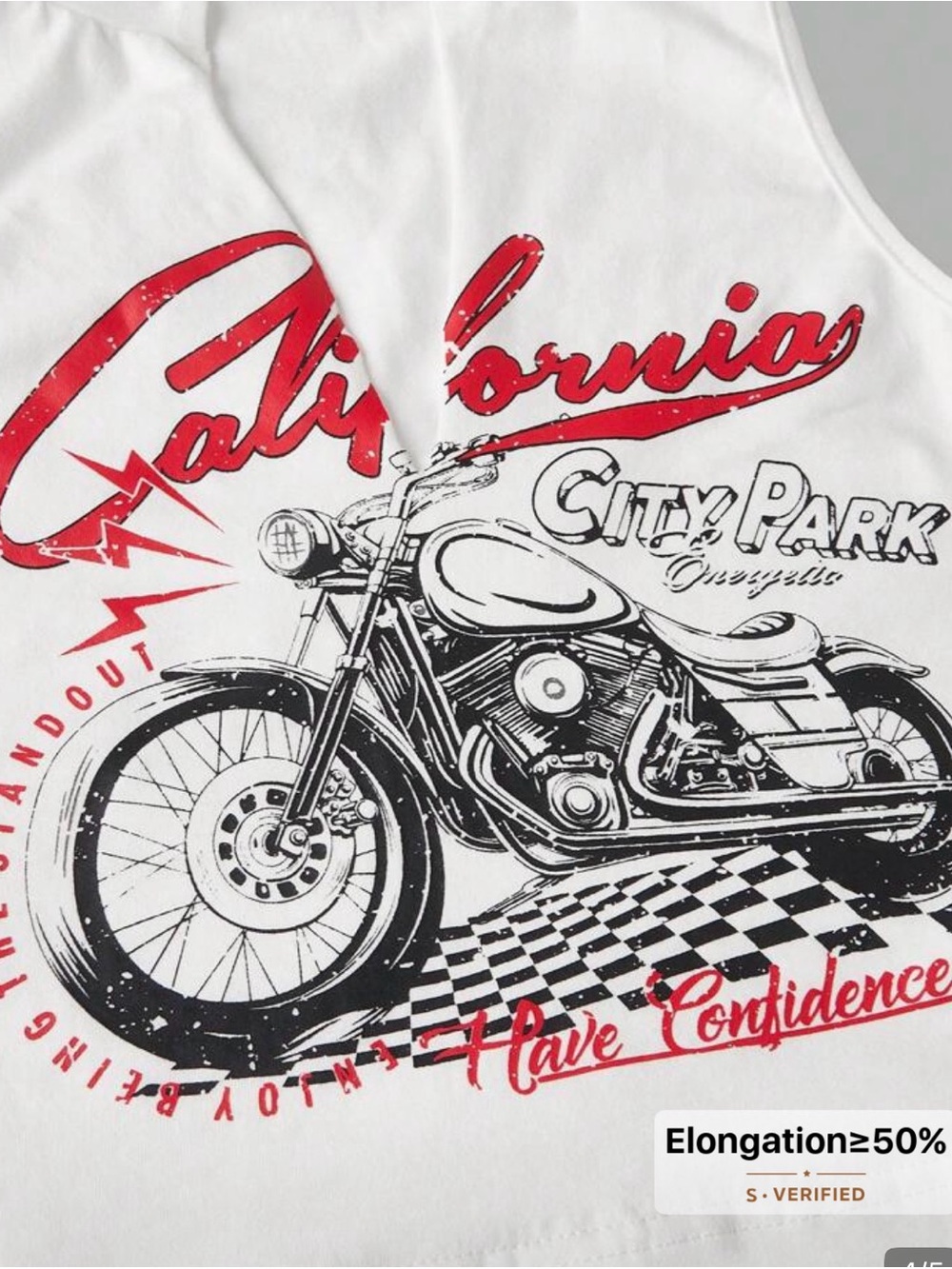 White Graphic Motorcycle Crop